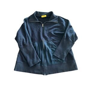 St. John Sport Women's Blue Full Zip Long Sleeves Collared Jacket Size Large